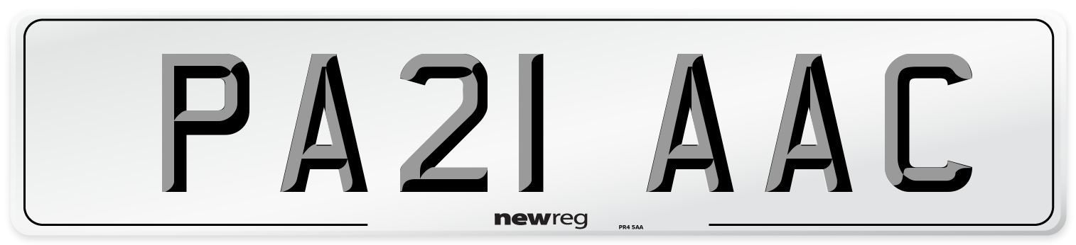 PA21 AAC Number Plate from New Reg